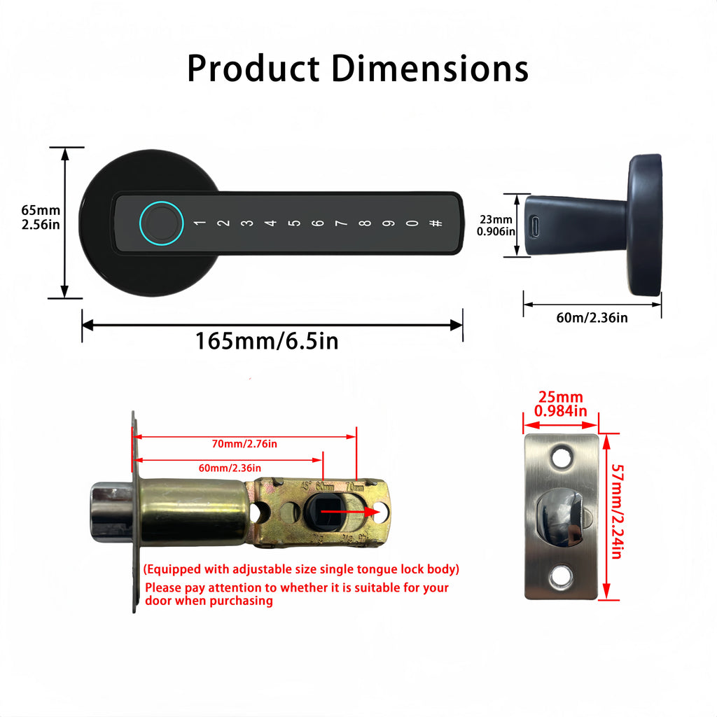 RAYKUBE M5 Smart Fingerprint Door Lock with Tuya App, Password, IC Card & Key Access