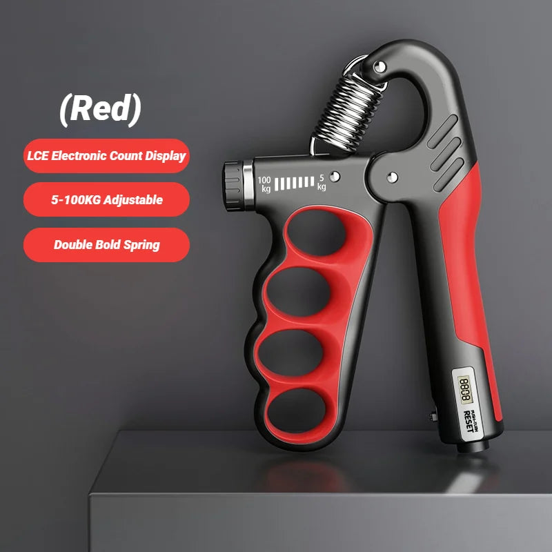 Adjustable Electronic Hand Grip Strengthener (5–100 kg) – Digital Grip Trainer for Hand & Forearm Strength