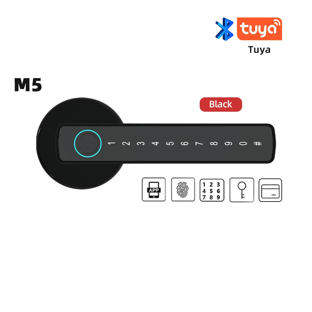 RAYKUBE M5 Smart Fingerprint Door Lock with Tuya App, Password, IC Card & Key Access