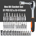46-Piece Household Tool Set – 1/4” Mechanic’s Repair Kit with Metric Sockets, Hex Bits & Wrench