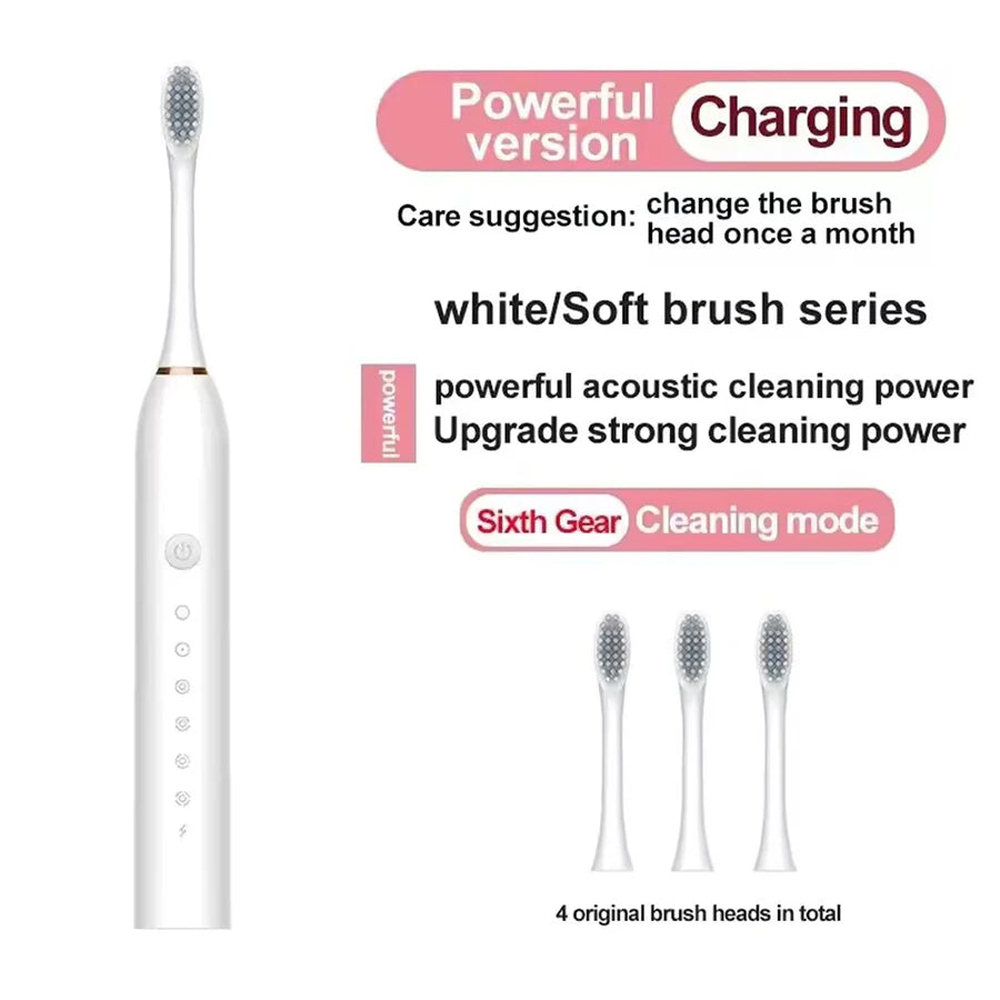 Electric Ultrasonic Toothbrush – USB Rechargeable | 6 Cleaning Modes | Waterproof | Couple Set