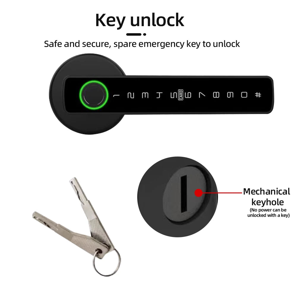 RAYKUBE M5 Smart Fingerprint Door Lock with Tuya App, Password, IC Card & Key Access