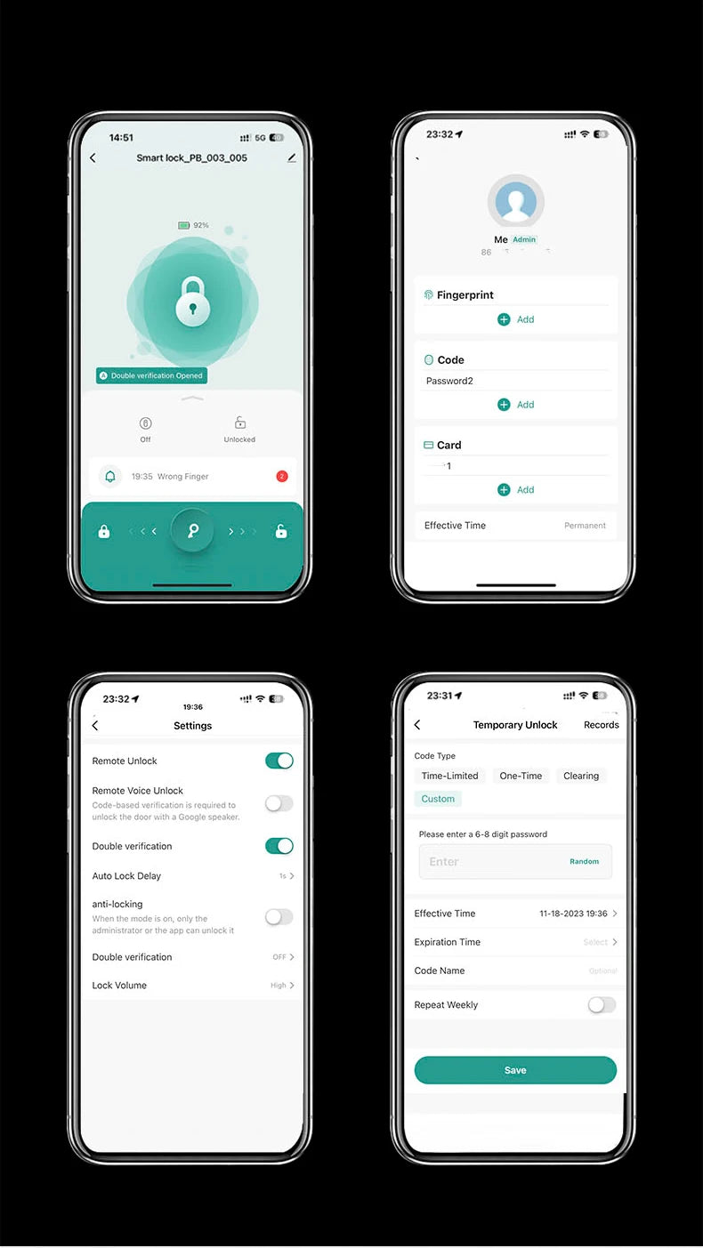RAYKUBE M5 Smart Fingerprint Door Lock with Tuya App, Password, IC Card & Key Access