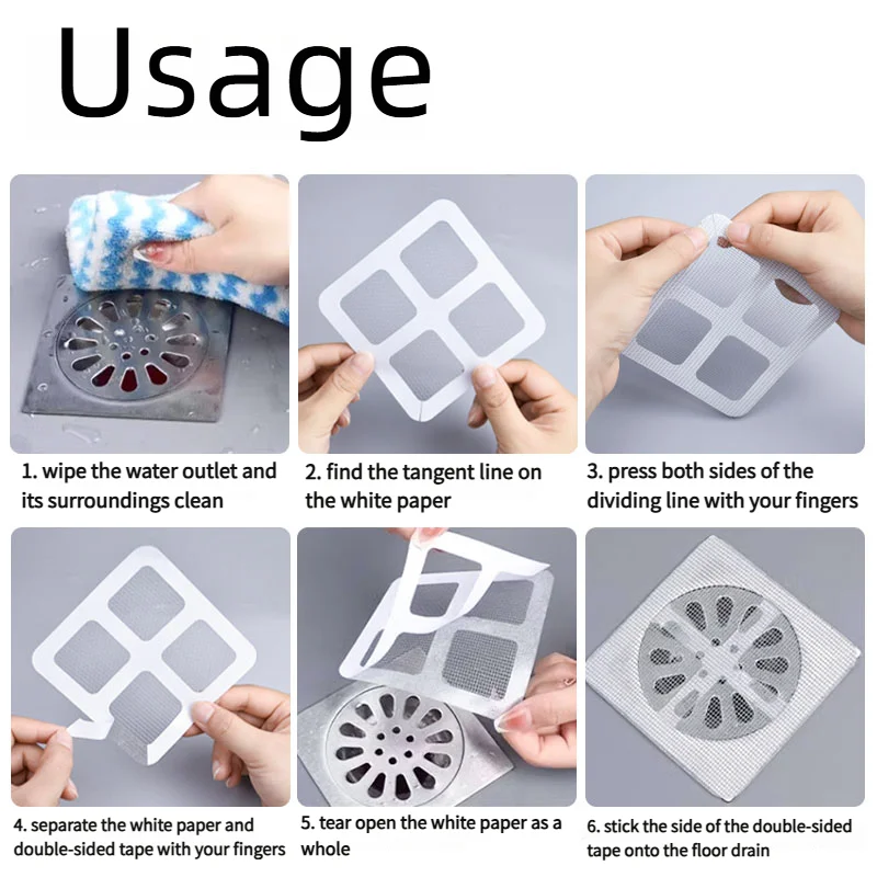Self-Adhesive Drain Hair Catcher | Anti-Clog Floor Drain Filter Mesh