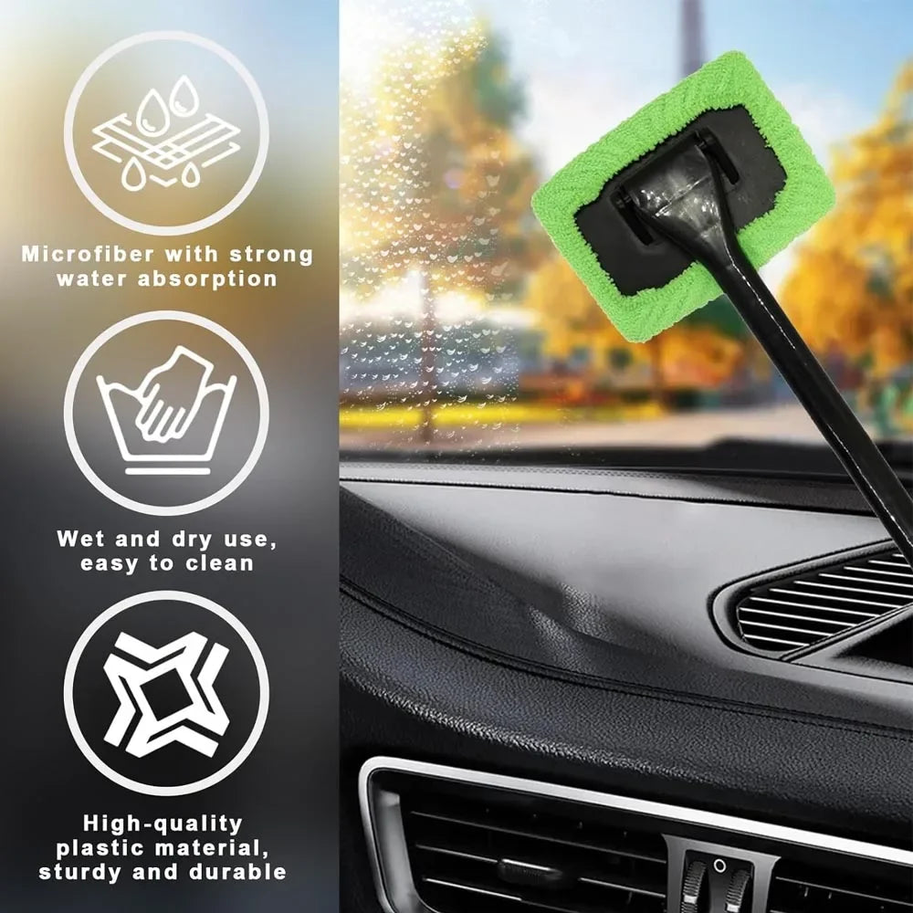 Car Window Cleaning Brush Kit – Microfiber Windshield & Interior Glass Cleaner