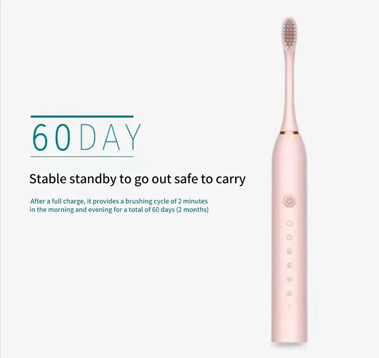 Electric Ultrasonic Toothbrush – USB Rechargeable | 6 Cleaning Modes | Waterproof | Couple Set