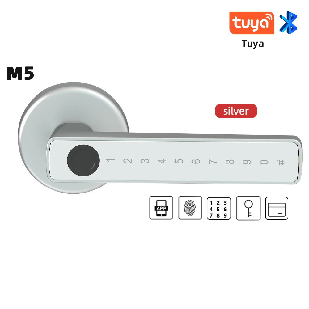 RAYKUBE M5 Smart Fingerprint Door Lock with Tuya App, Password, IC Card & Key Access