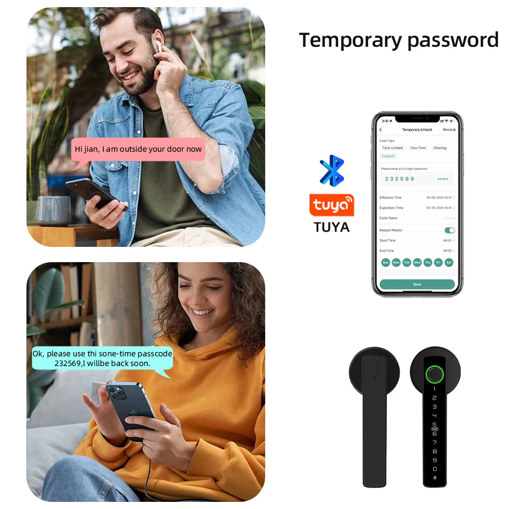RAYKUBE M5 Smart Fingerprint Door Lock with Tuya App, Password, IC Card & Key Access
