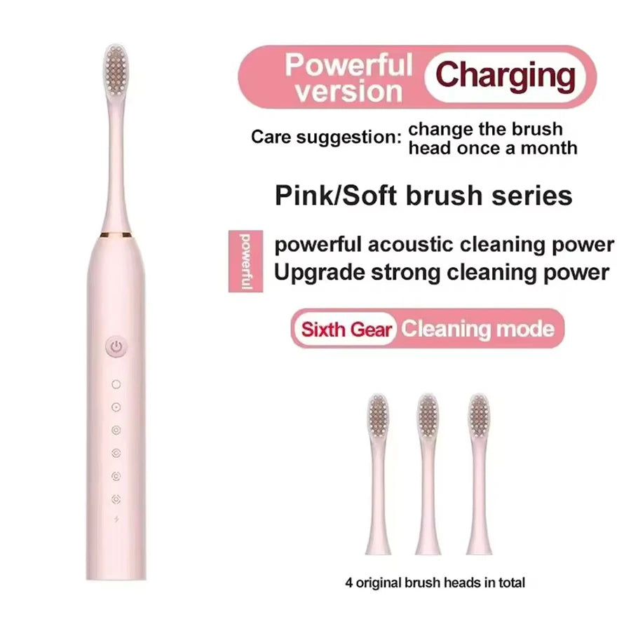 Electric Ultrasonic Toothbrush – USB Rechargeable | 6 Cleaning Modes | Waterproof | Couple Set