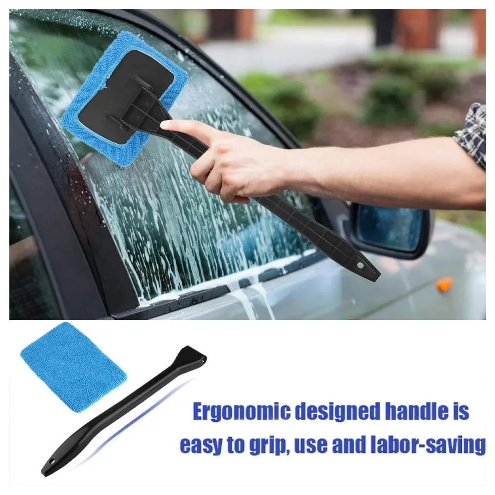 Car Window Cleaning Brush Kit – Microfiber Windshield & Interior Glass Cleaner
