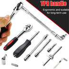 46-Piece Household Tool Set – 1/4” Mechanic’s Repair Kit with Metric Sockets, Hex Bits & Wrench