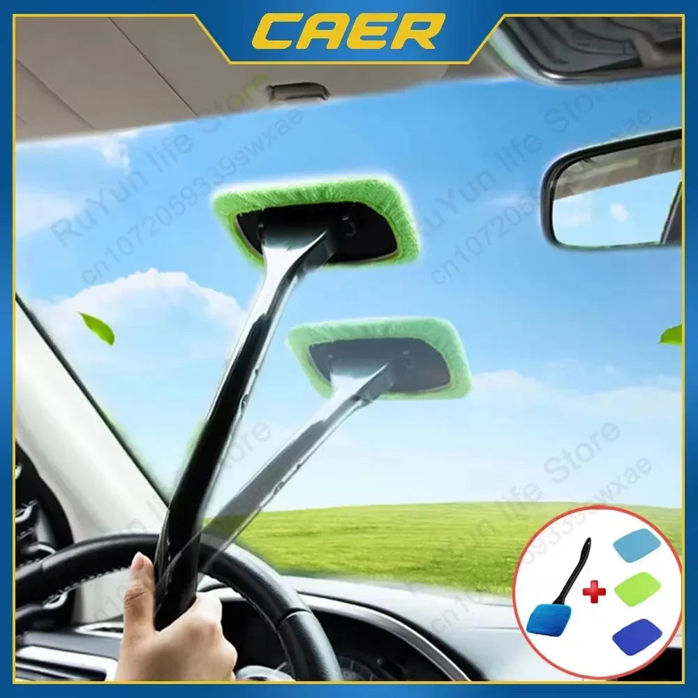 Car Window Cleaning Brush Kit – Microfiber Windshield & Interior Glass Cleaner