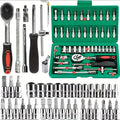 46-Piece Household Tool Set – 1/4” Mechanic’s Repair Kit with Metric Sockets, Hex Bits & Wrench