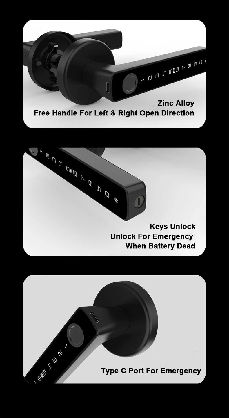 RAYKUBE M5 Smart Fingerprint Door Lock with Tuya App, Password, IC Card & Key Access