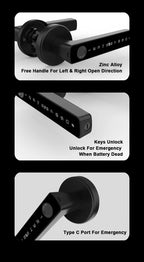 RAYKUBE M5 Smart Fingerprint Door Lock with Tuya App, Password, IC Card & Key Access