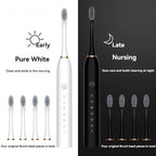 Electric Ultrasonic Toothbrush – USB Rechargeable | 6 Cleaning Modes | Waterproof | Couple Set