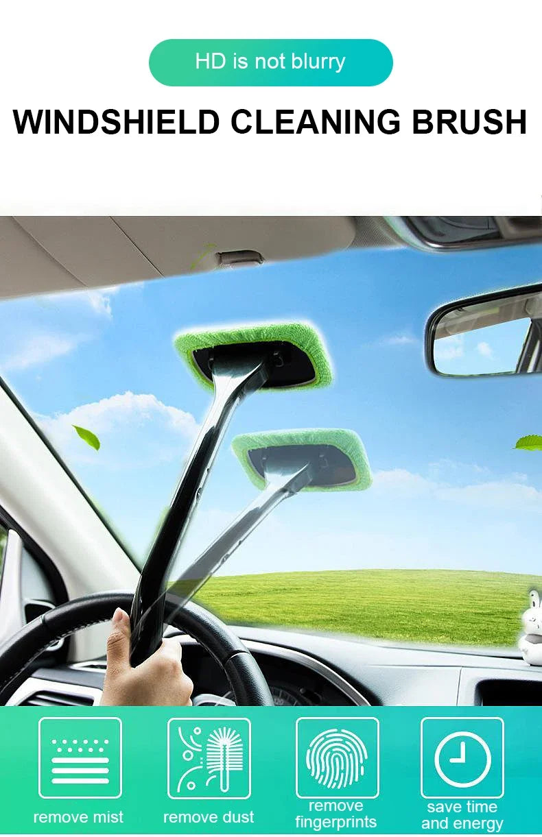 Car Window Cleaning Brush Kit – Microfiber Windshield & Interior Glass Cleaner